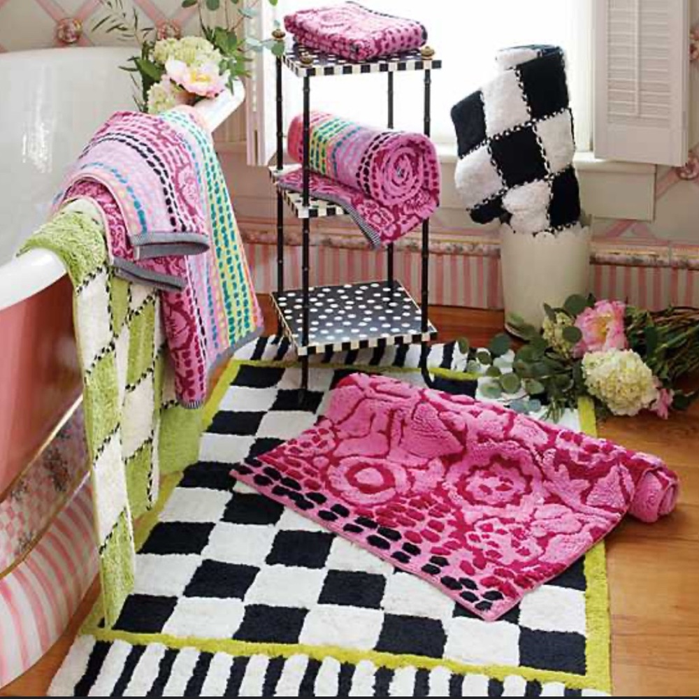 McKenzie-Childs Pink Hollyhock Bath Rug